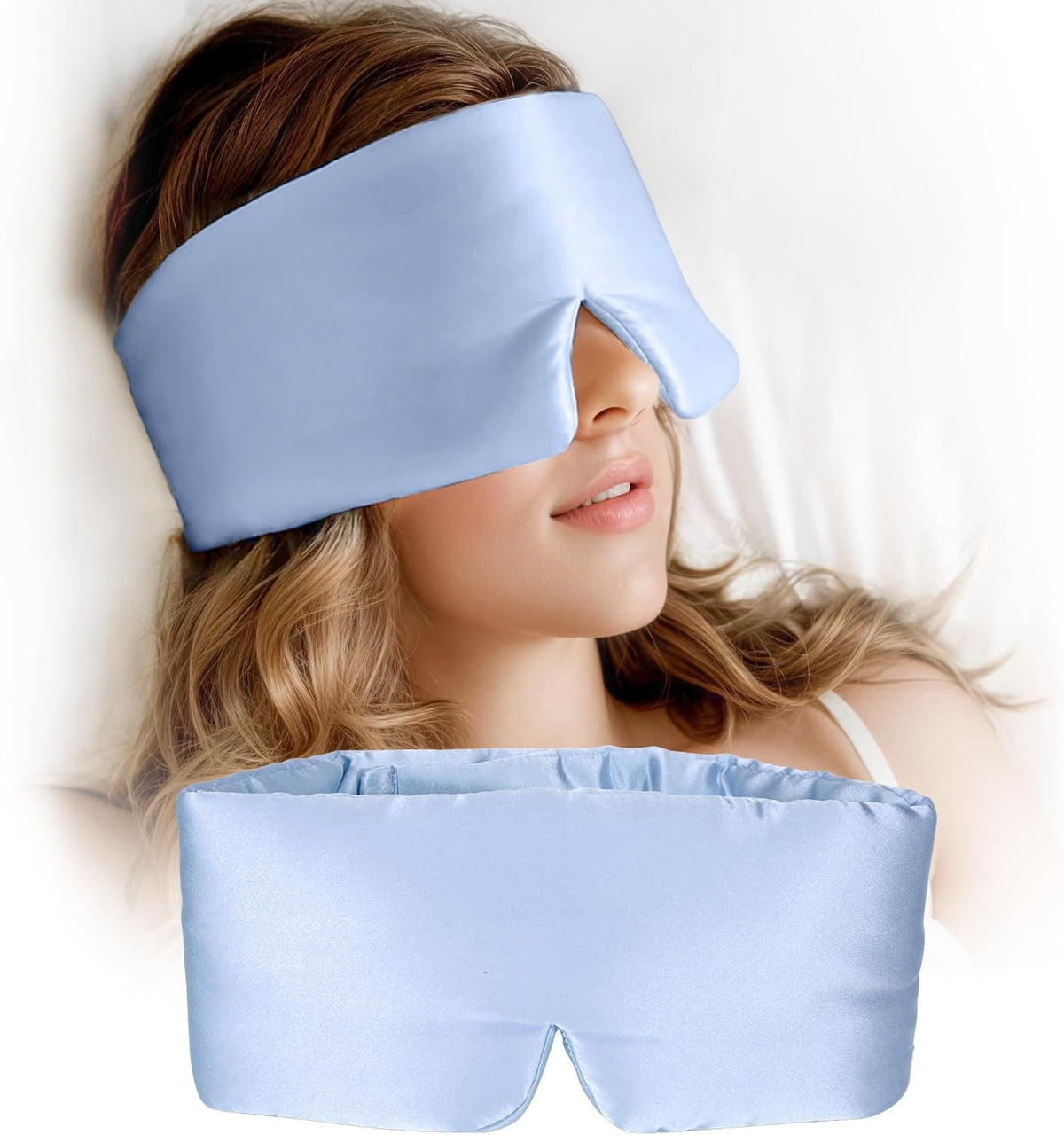 Silk Sleep Mask for Women and Men, Side Sleeper, 22 Momme Pure Mulberry Silk Total Blackout 100%