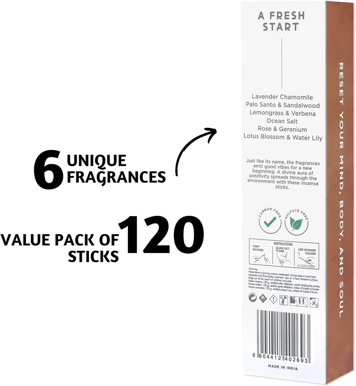 Folkulture Incense Sticks | Set of 6 (120 Sticks) Non Toxic Palo Santo Insence-Sticks | 45 Mins