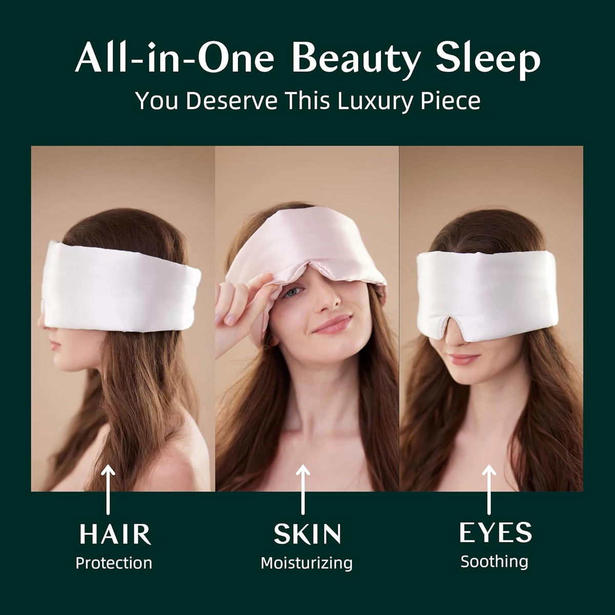 Silk Sleep Mask for Women and Men, Side Sleeper, 22 Momme Pure Mulberry Silk Total Blackout 100%