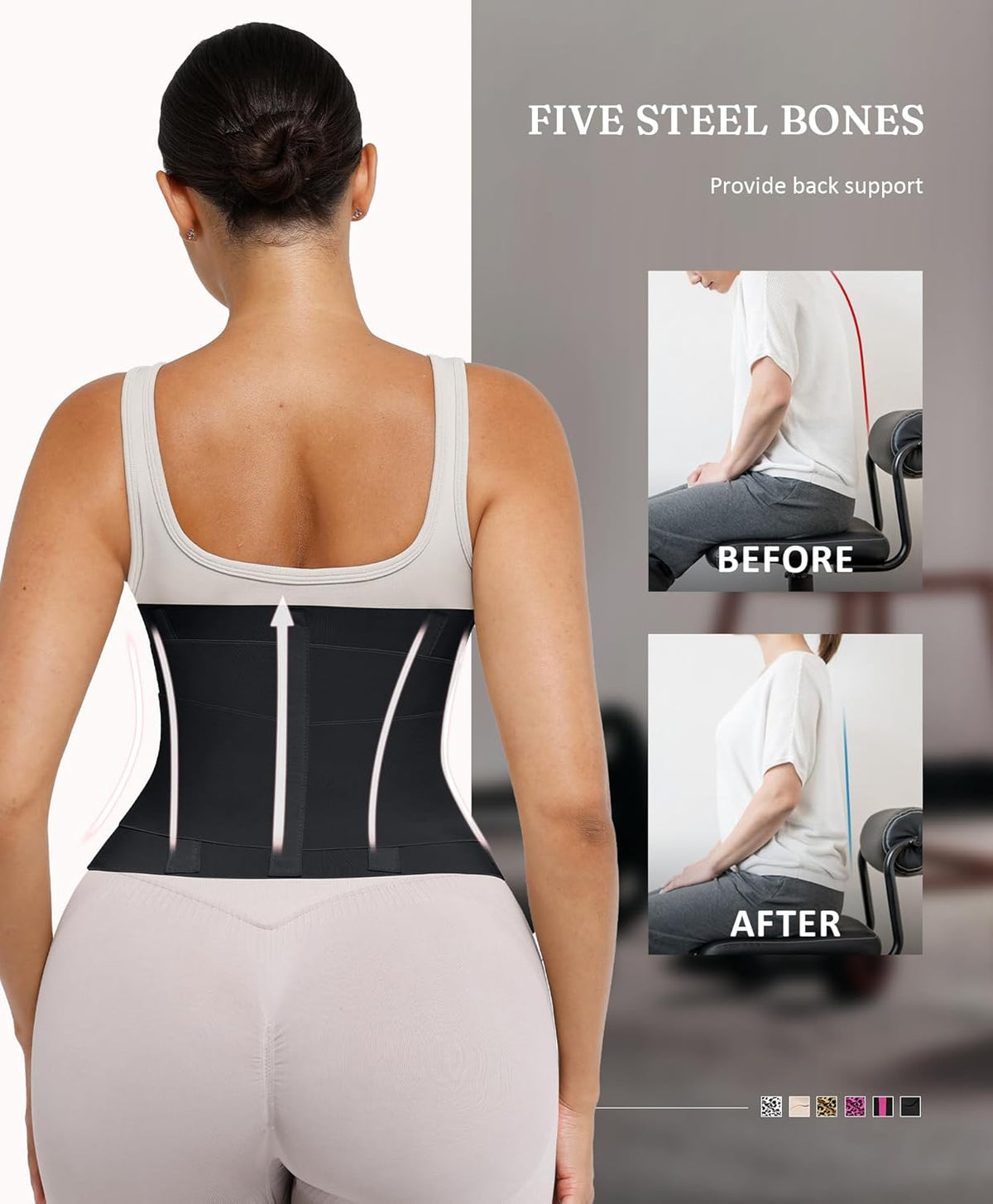 FeelinGirl Waist Trainer Long Torso Waist Cincher Trimmer Ab Belt Tummy Control Body Shaper Triple