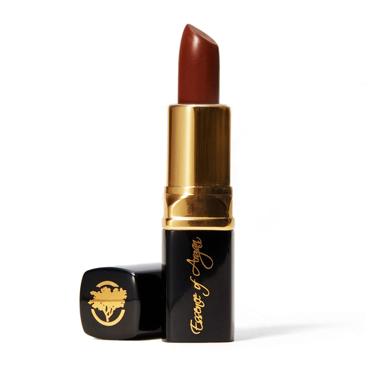 Essence Of Argan Dark Brown Lipstick for Cracked & Dry Lips - 100% Organic Argan & Jojoba Oil, Shea