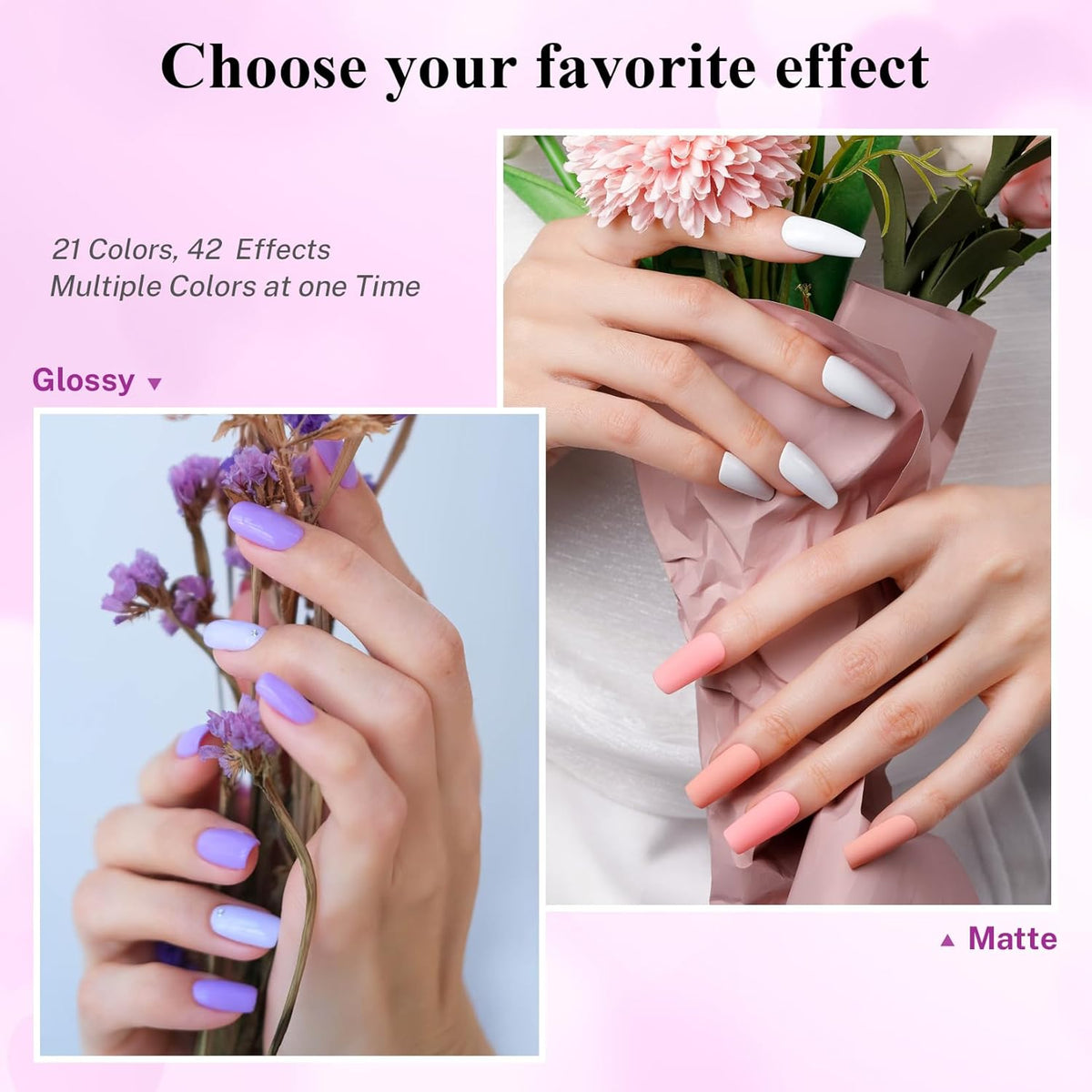 phoenixy 24 PCS Gel Nail Polish, Purple Colors Gel Nail Polish Set Nail Polish Set with Base Glossy