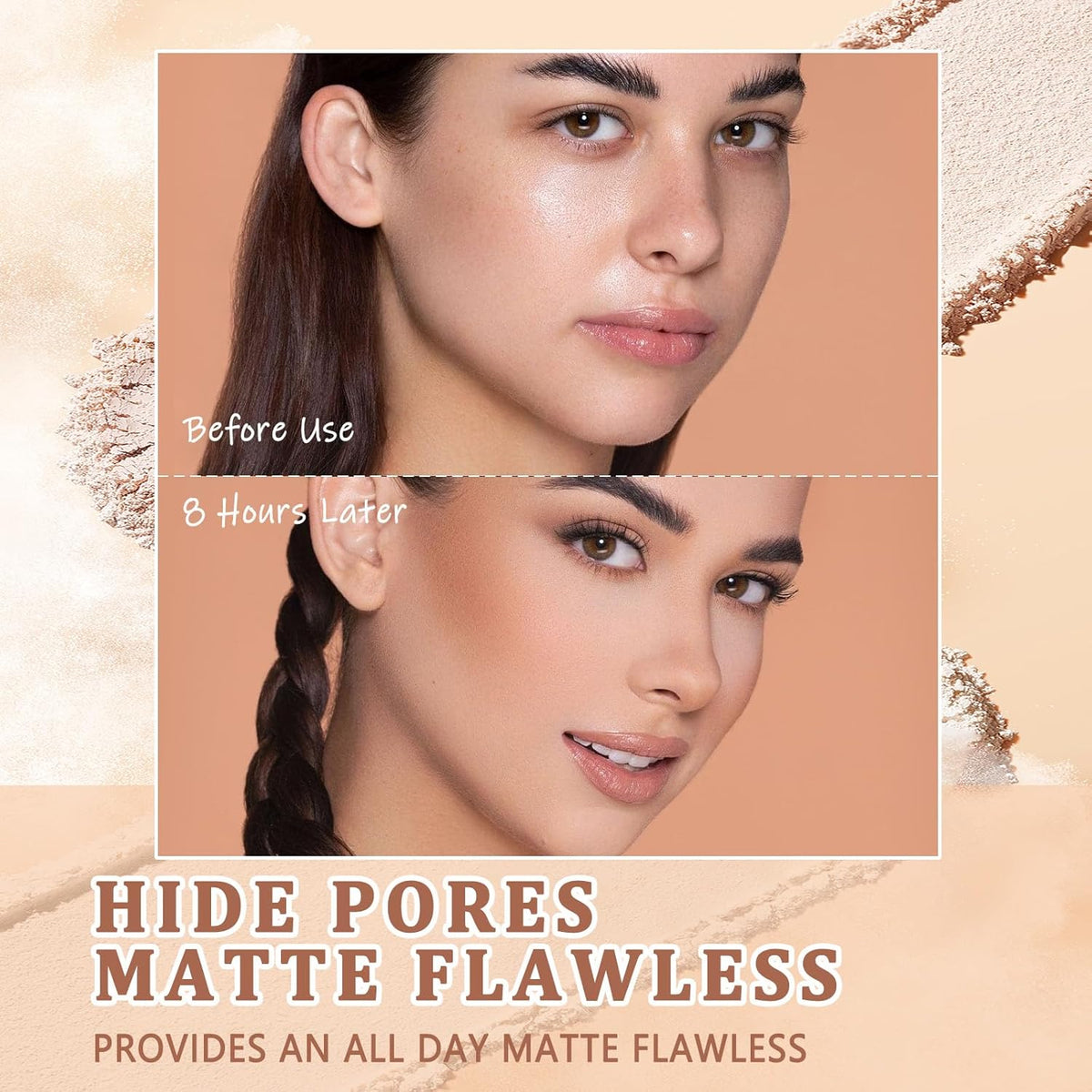 Oil Control Face Pressed Powder,Matte Smooth Flawless Setting Powder Makeup,Waterproof Long Lasting