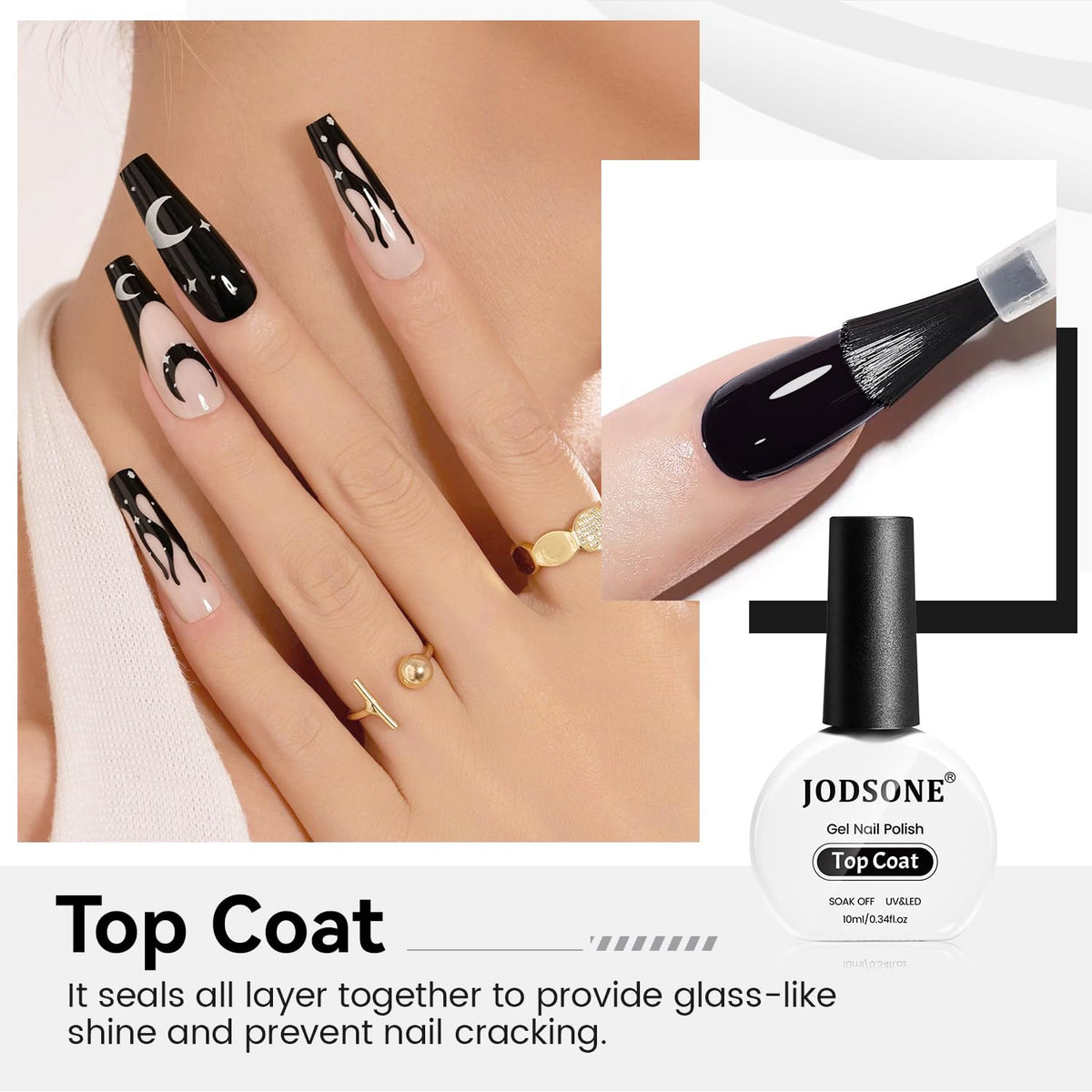 JODSONE 10ML Top Coat Gel Polish High Gloss Shine Finish Long Lasting Gel Nail Polish Professional
