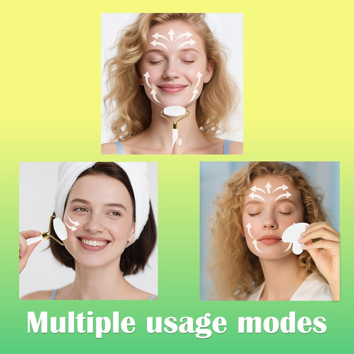 Natural Jade Roller & Gua Sha Set for Face, Facial Massager Tool for Skin Tightening, Anti-Aging