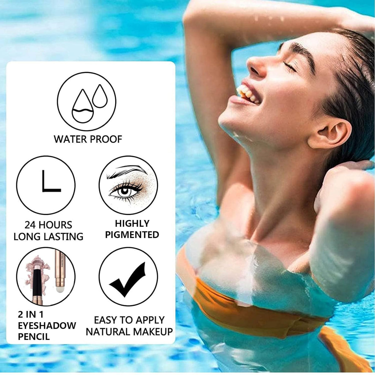 White Eyeshadow Stick Makeup, Highlighter Matte Cream Eye Shadow Pencil, Waterproof Hypoallergenic