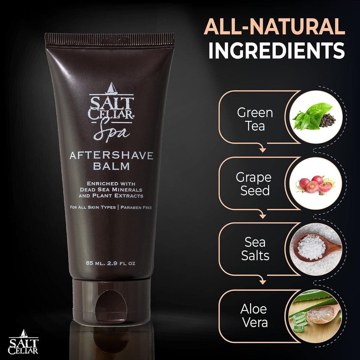 Salt Cellar Dead Sea Aftershave Balm – All Natural Men’s After Shave Balm Enriched with Dead Sea