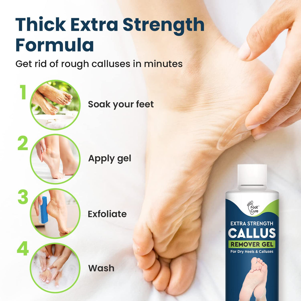 Callus Remover for Feet with Extra Strength Gel & Foot Pumice Stone Set - Easy Way to Remove Hard