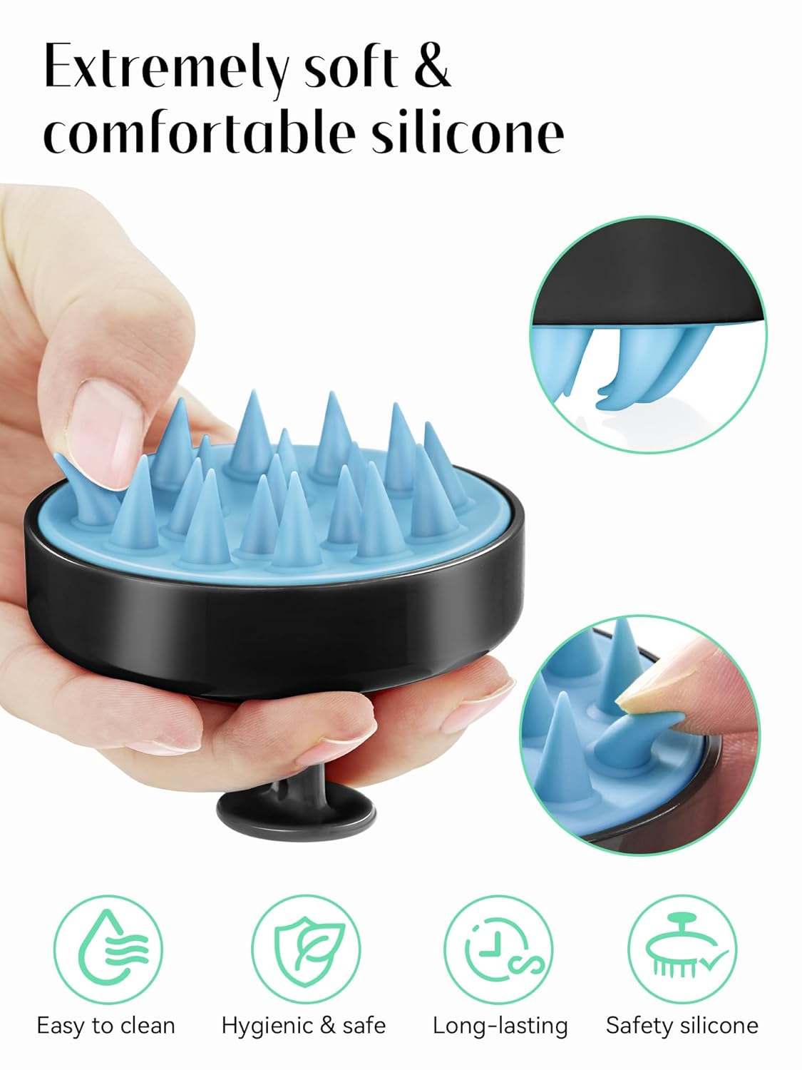 HEETA Shampoo Scalp Brush Massager Hair Growth, Scalp Scrubber with Soft Silicone Bristles for Hair