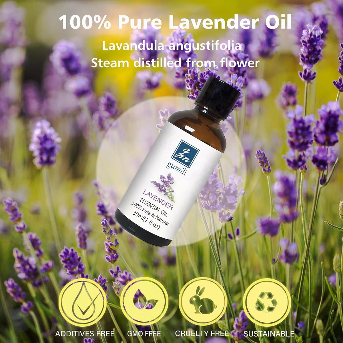 Lavender Essential Oil, Pure Lavender Oil for Skin, Hair, Diffuser, Spray, Body Wash, Lotion, Soap