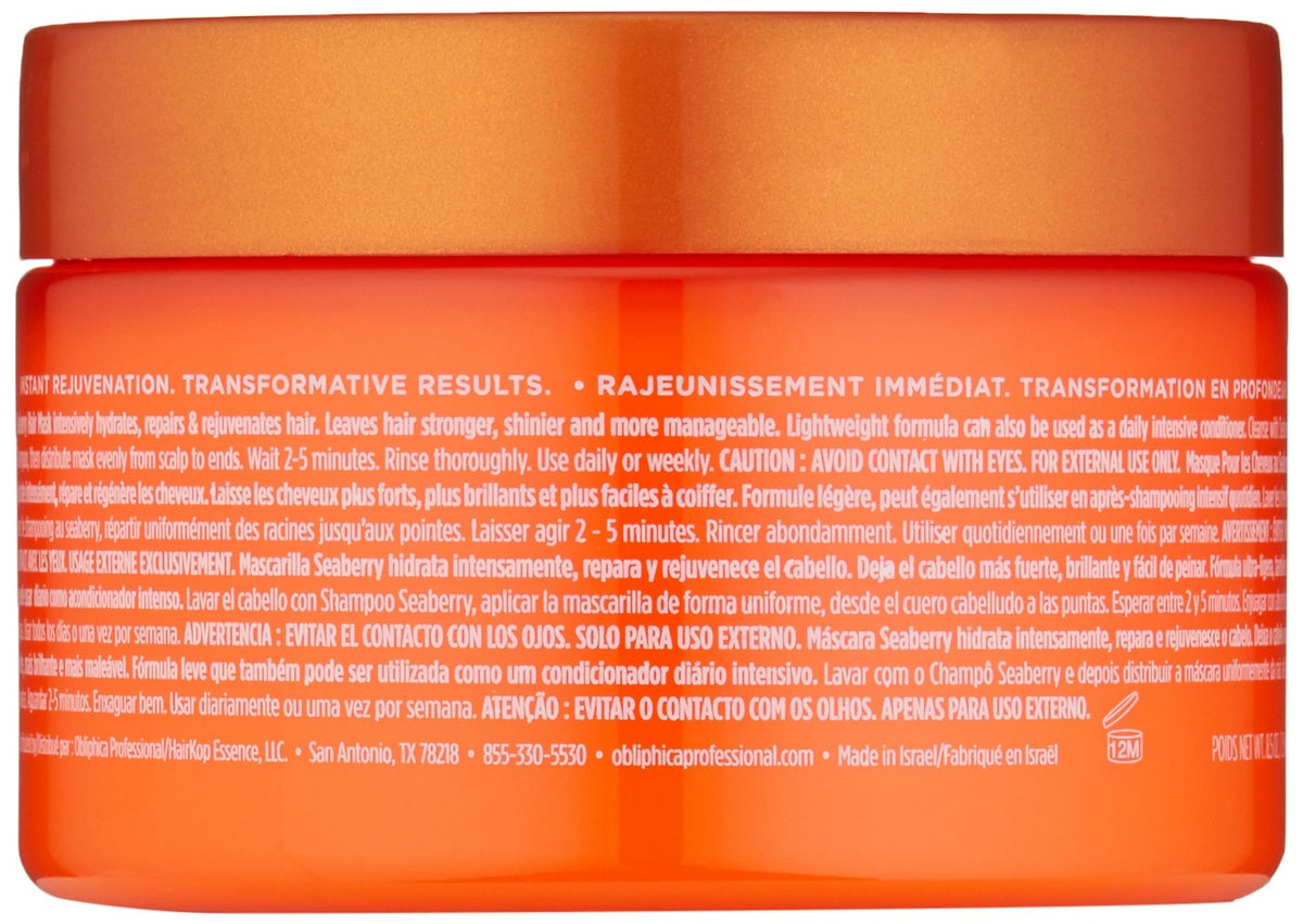 Obliphica Seaberry Hair Mask - Deep Conditioning Hydrating Treatment for Dry and Damaged Hair