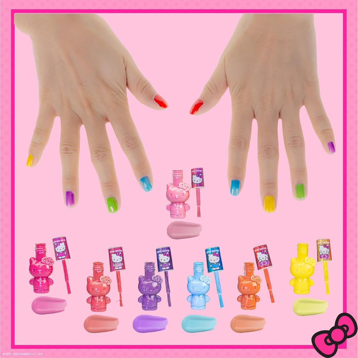 Hello Kitty Non-Toxic Peel-Off Water-Based Safe Quick Dry Nail Polish Set for Girl Kids Ages 3+