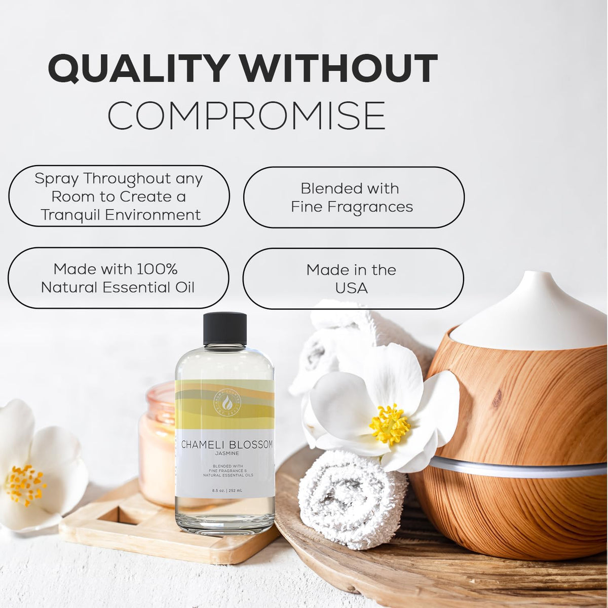 Aroma Country Chameli Blossom Diffuser Oil - Luxury Essential Oils for Diffuser Refill & Air