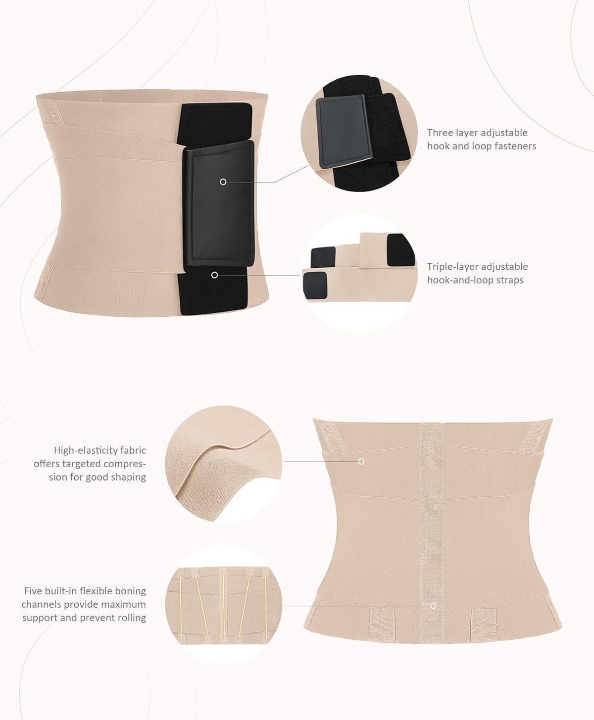 FeelinGirl Waist Trainer Long Torso Waist Cincher Trimmer Ab Belt Tummy Control Body Shaper Triple