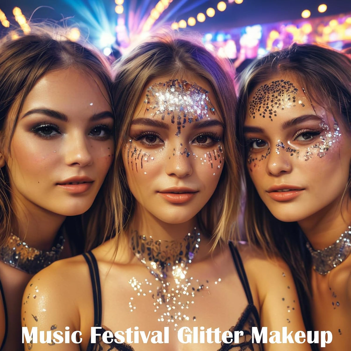 MEICOLY Silver Body Glitter,Chunky Silver Face Hair Glitter,Silver Glitter Makeup for Eyes,Sparkle