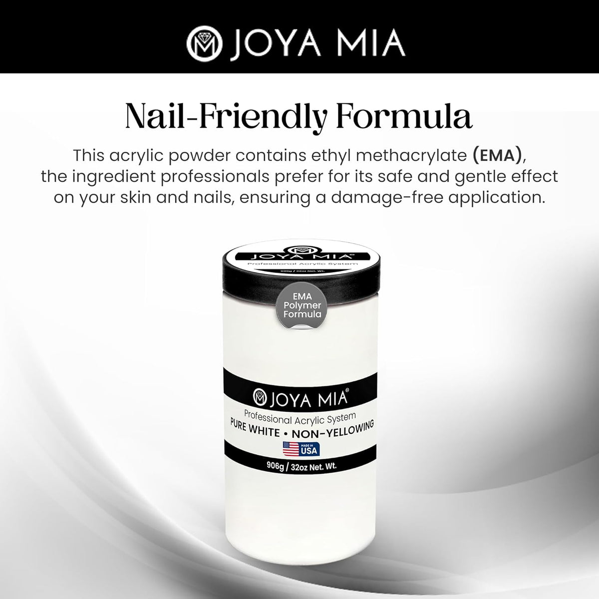 Joya Mia Acrylic Powder for Nails, MMA-Free, Super Adhesion Professional Powder for Flawless &