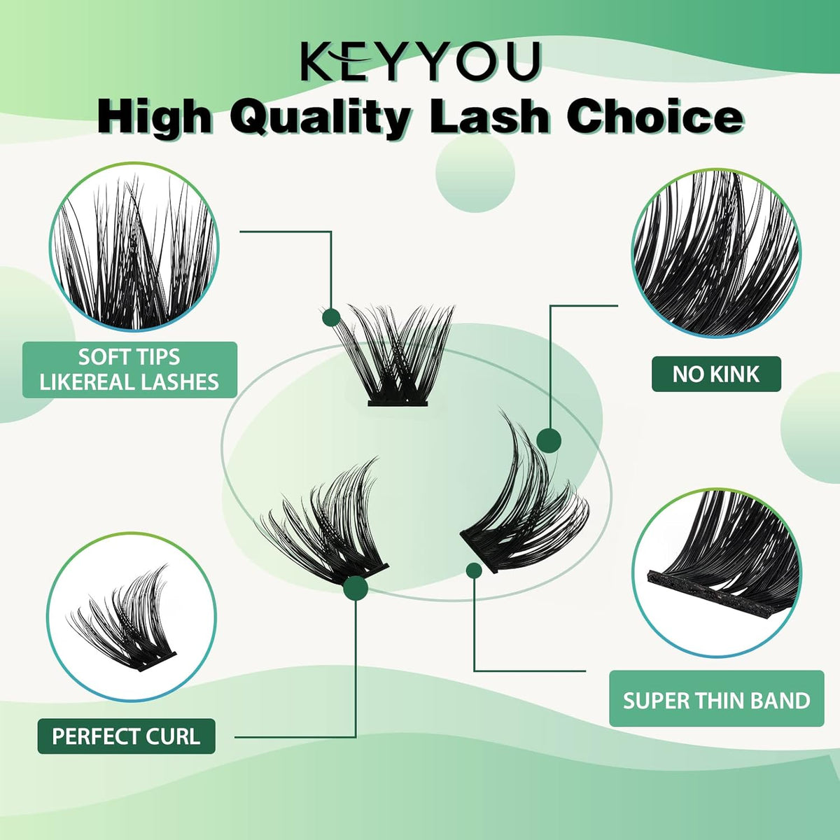 Lash Clusters,96 Pcs Cluster Lashes Y07 D Curl 12mm DIY Lash Extensions Eyelash Clusters,KEYYOU