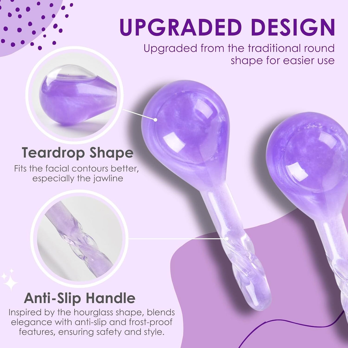 Ice Globes for Face and Eyes, Cooling Facial Massage Tool, Cryo Beauty Roller for Puffiness