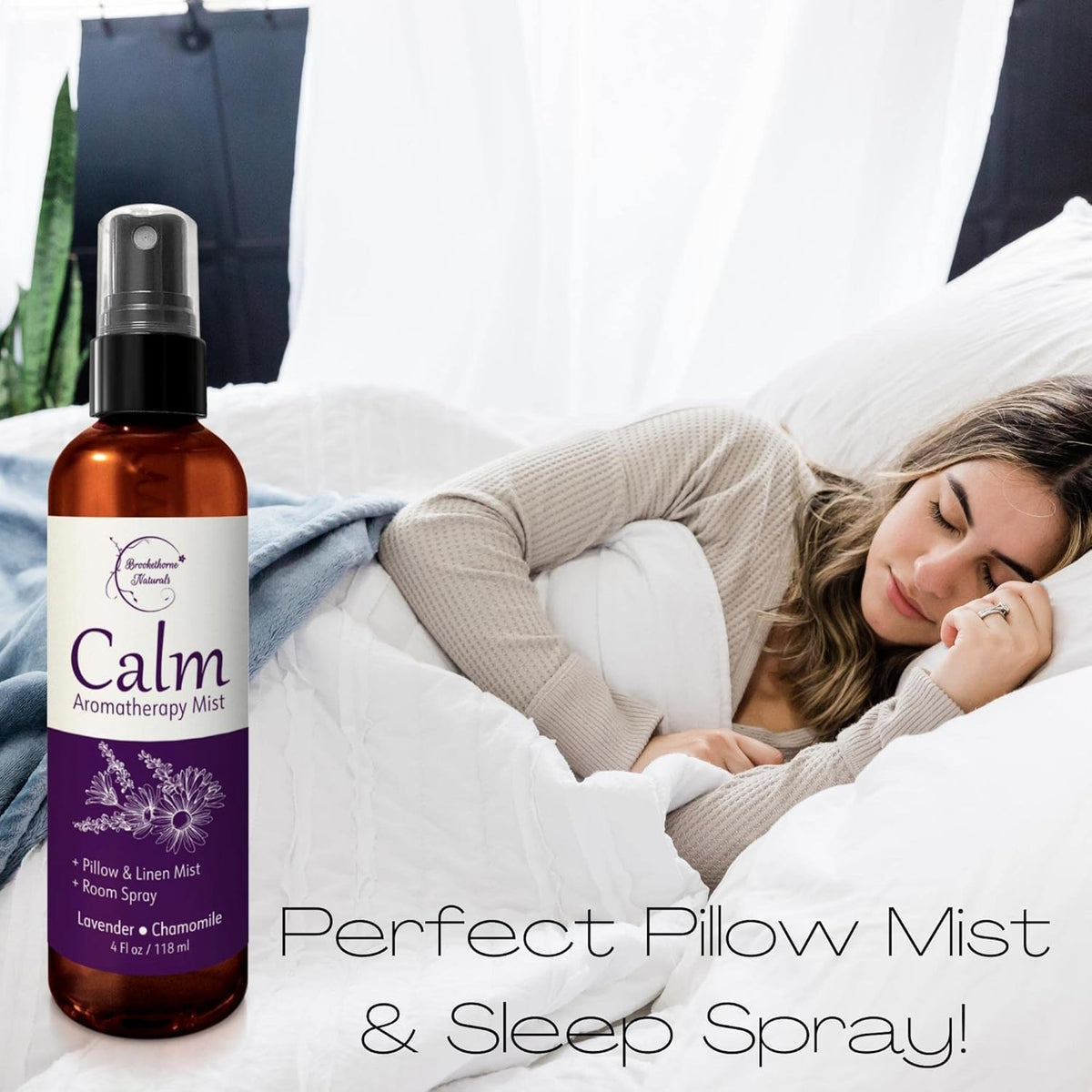 Calm Aromatherapy Mist with Lavender & Chamomile Essential Oil. Natural Sleep & Pillow Spray, Room