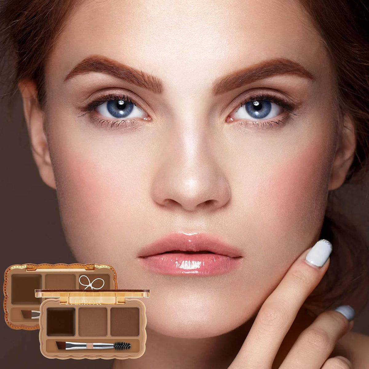 Boobeen Eyebrow Palette, 4 Colors Brow Powder Kit, Eye Brow Pomade with Double-ended Brush