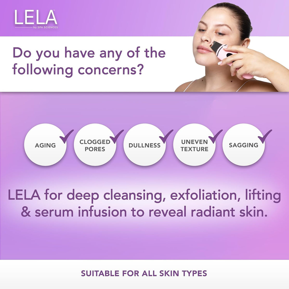 Spa Sciences - LELA - 4-in-1 Facial Spatula for Deep Cleansing, Pore Extraction, Serum Infusion