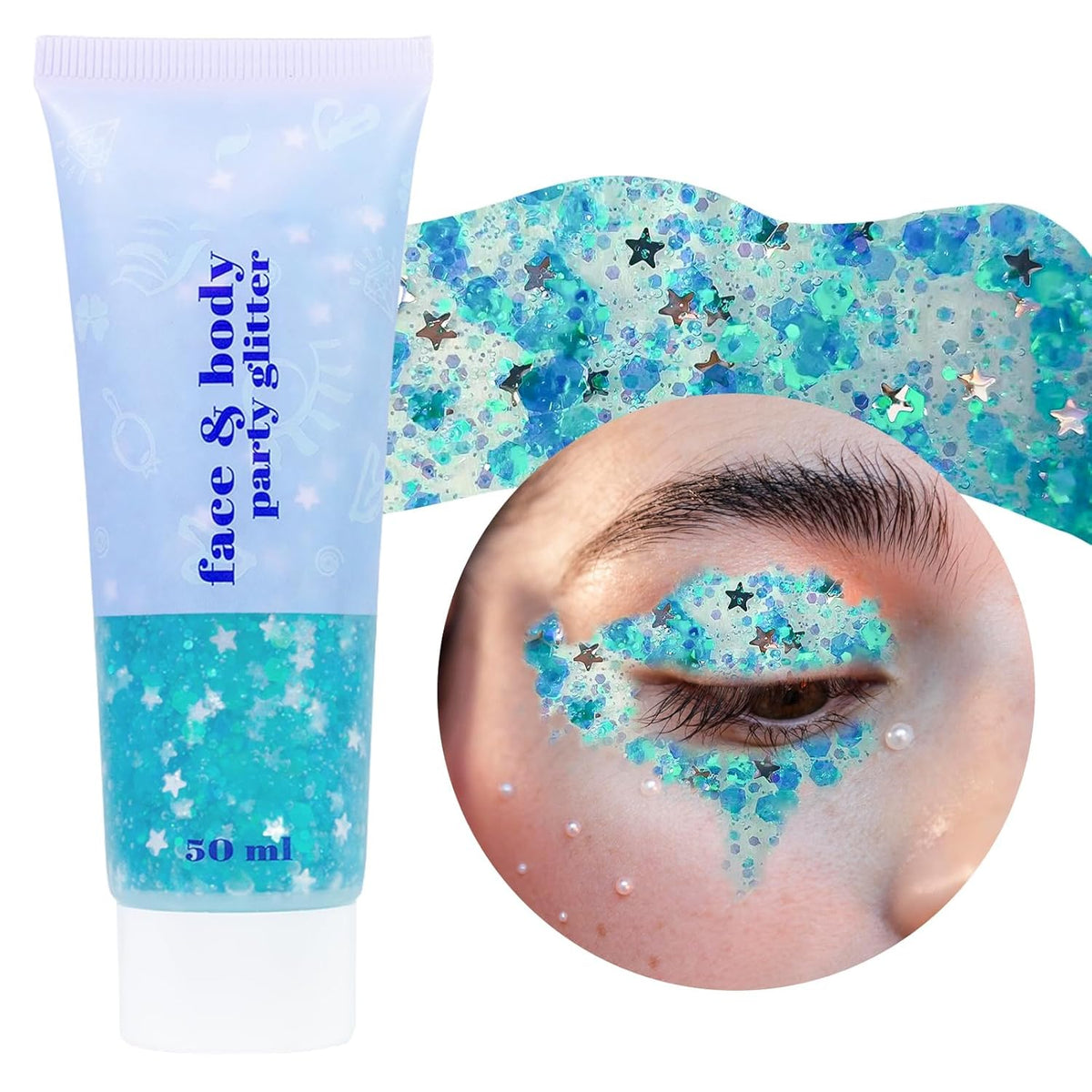 DAGEDA Body Glitter Gel, Face Glitters Body Gel Sequins Shimmer Liquid Eyeshadow, Chunky Glitter