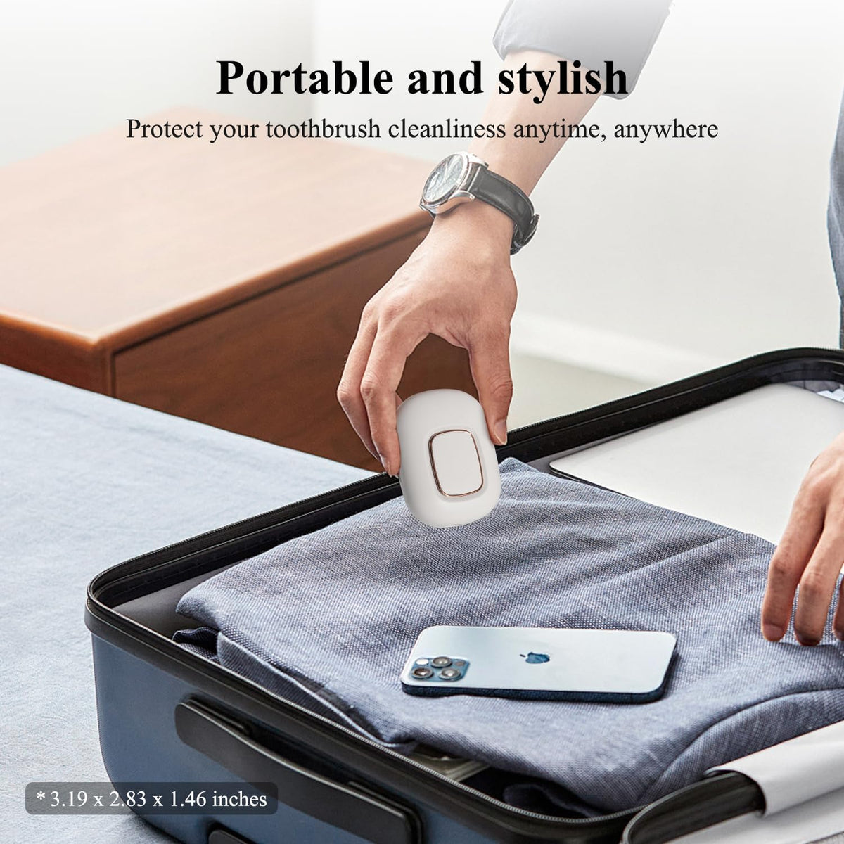 Upgraded UV Toothbrush Cover with Fan,Rechargeable Travel Toothbrush Case with Magnetic Holder&Wall