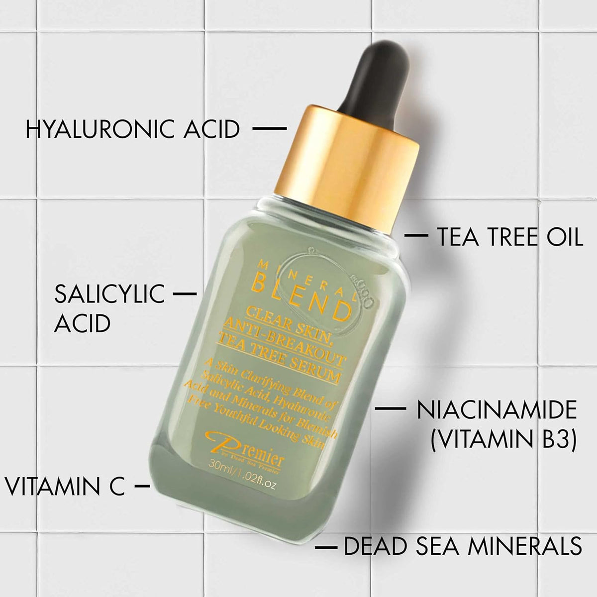Clear skin, Anti-breakout Tea Tree serum for face and acne with Vitamin C,Salicylic Acid