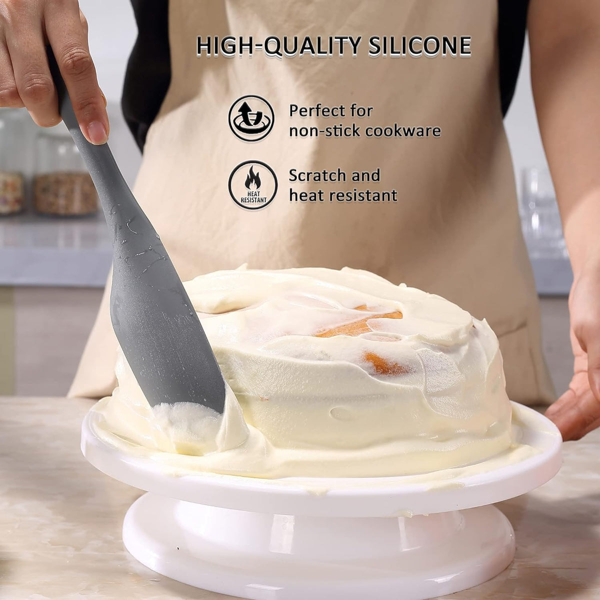 Tongjude Silicone Spurtle Set, Silicone Spatula Set, Heat Resistant Cooking Utensil for Nonstick