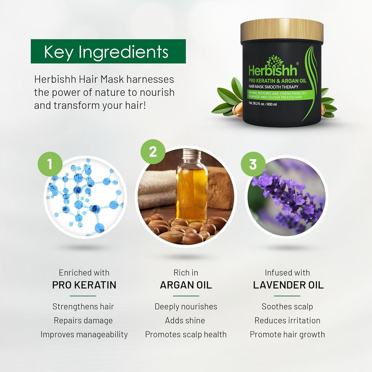 Herbishh Argan Hair Mask-Deep Conditioning & Hydration For Healthier Looking Hair- for very Dry