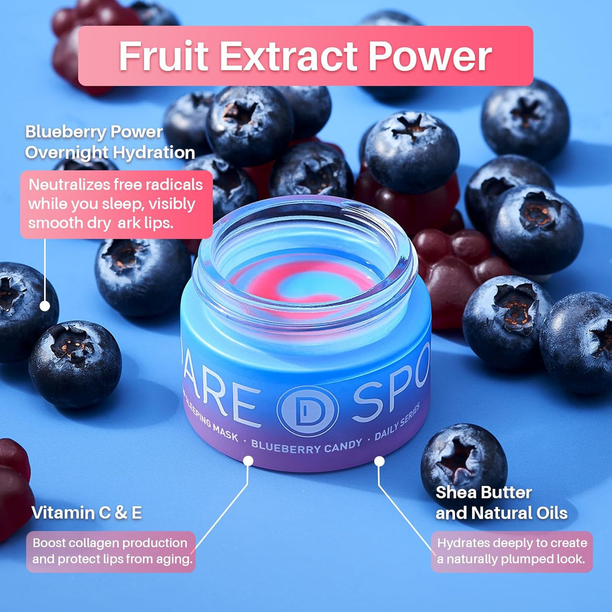 Blueberry Lip Sleeping Mask Overnight -Original Dual-Color Lip Balm for Softer and Smoother Lips