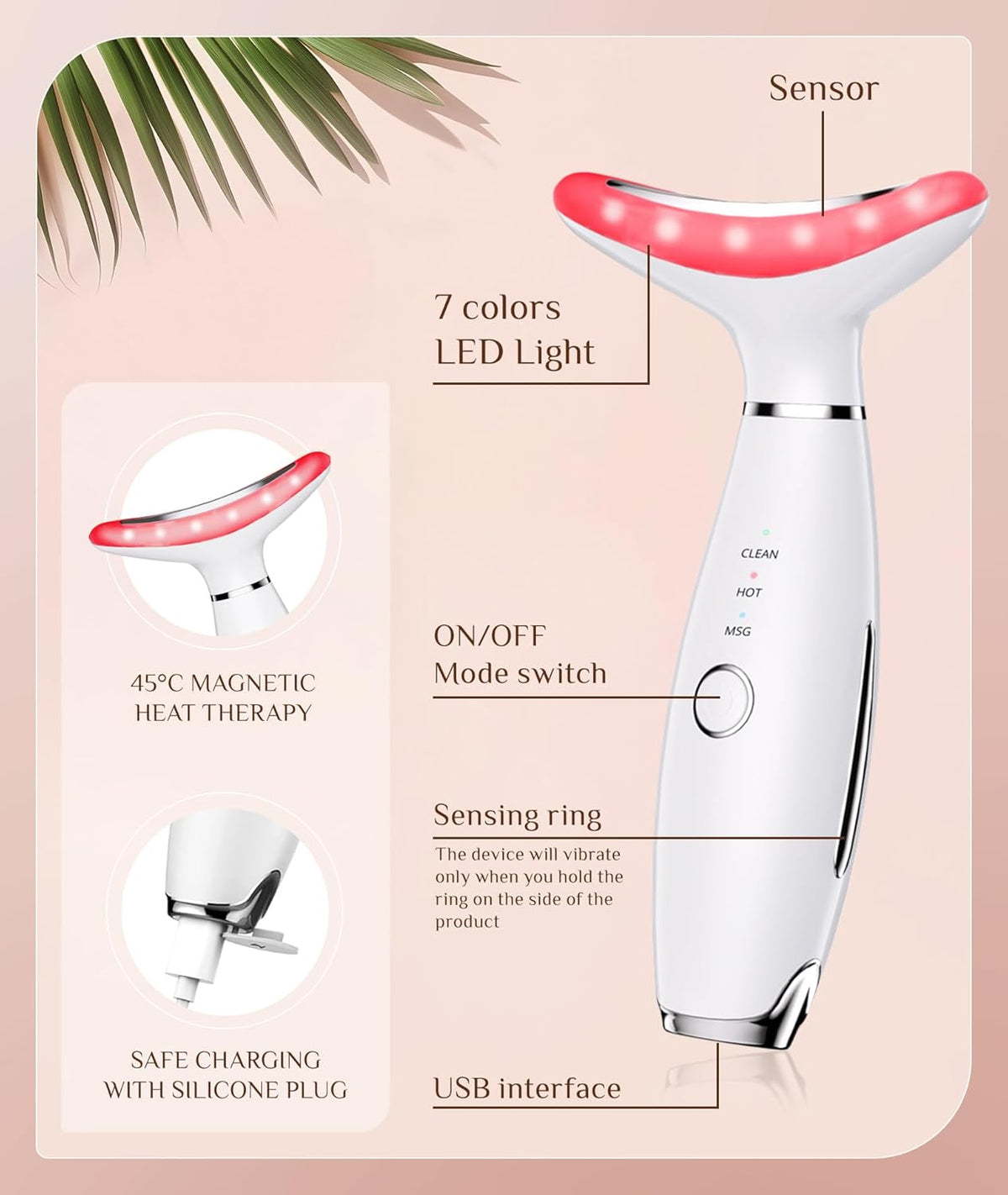 7 Color Galvanic Machines - Red Light Therapy for Face and Neck, Face Massager Tool for Wrinkles