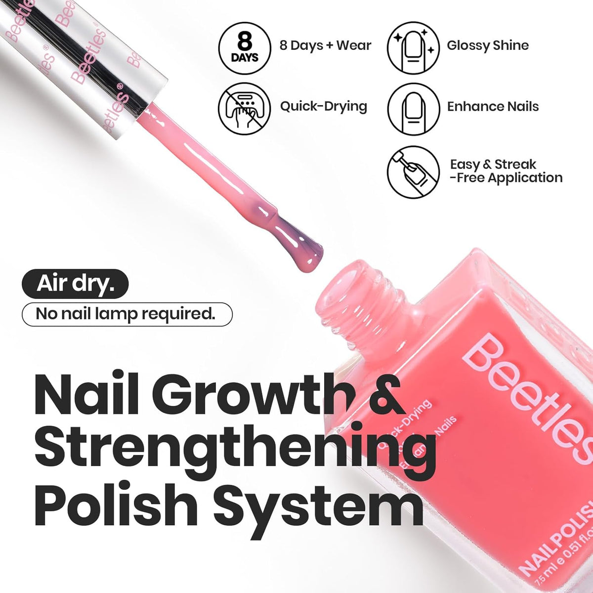 Beetles Nail Polish Set Heartbeat-6 Colors Hot Pink White Jelly Nude Pink Nail Polish Set Shimmer