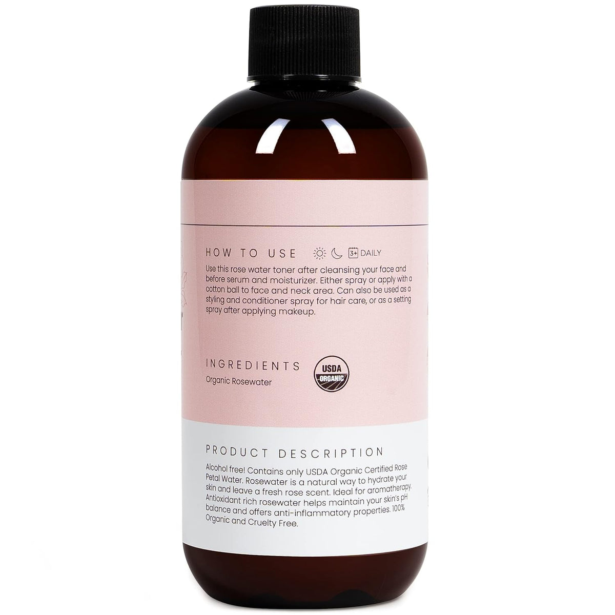 Rose Water Spray for Face & Hair (Refill) - Organic USDA Certified Rosewater Facial Toner