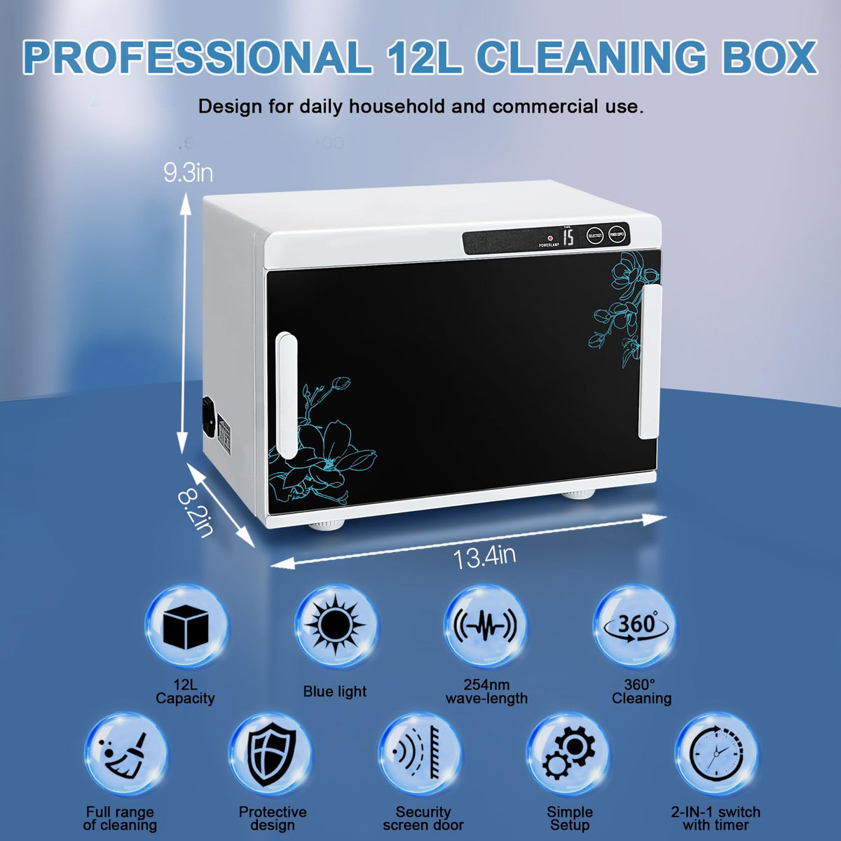 Nail Tool Cleaning Machine 12L High Capacity Cleaning Cabinet Salon Tools Cleaning Box with Touch