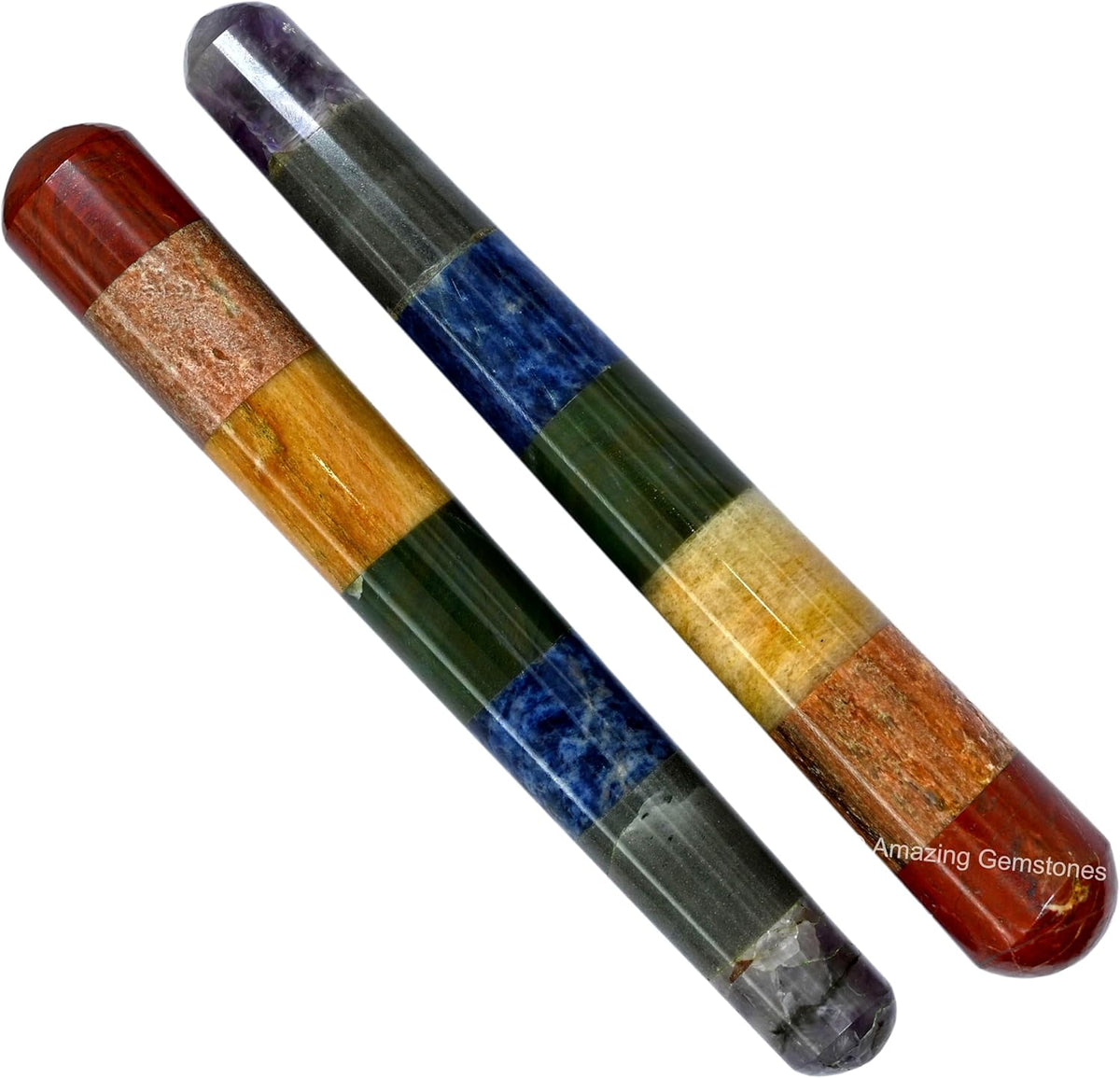 Amazing Gemstone Large Chakra Crystal Wand Massage Stick - Pelvic Wand Gua Sha for Adults