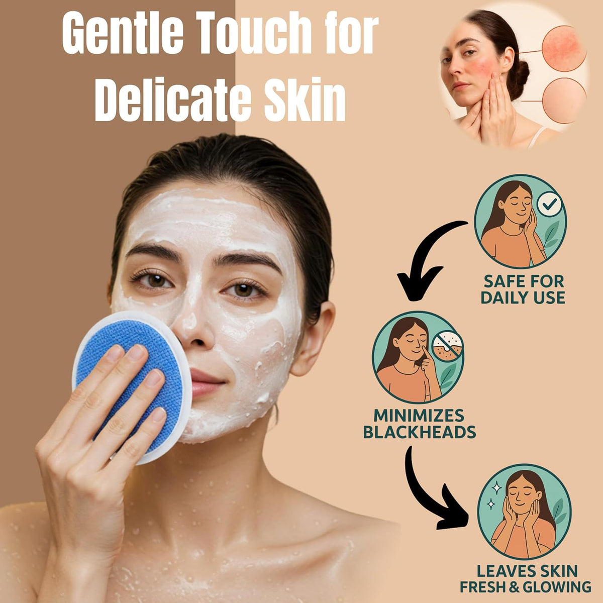 Exfoliating Glove Set (Original) – 3 Pieces Moroccan Hammam Scrub Mitts for Face, Body & Back