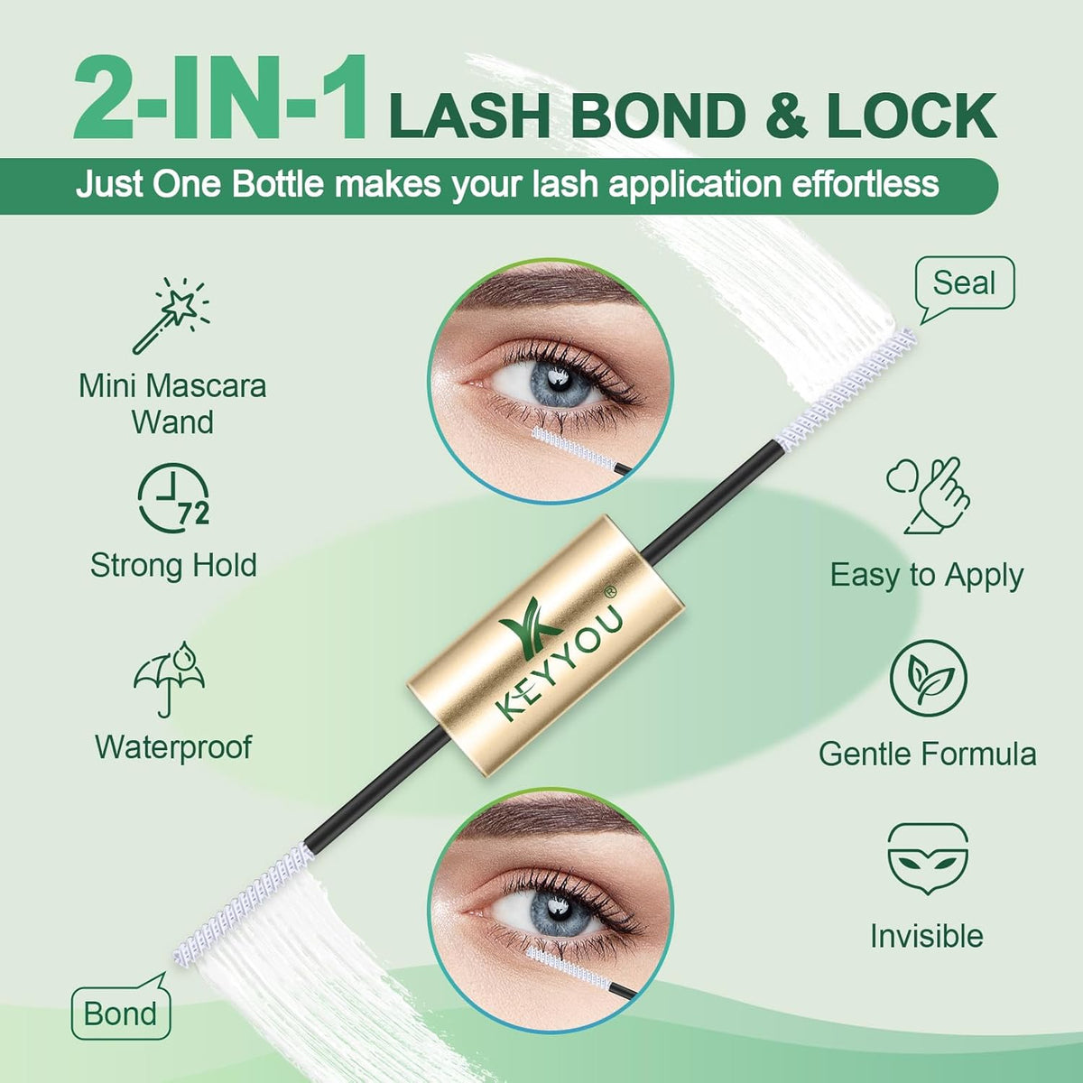 KEYYOU Lash Bond and Seal Cluster Lash Glue For Lash Clusters Strong Gentle Comfortable Bond and