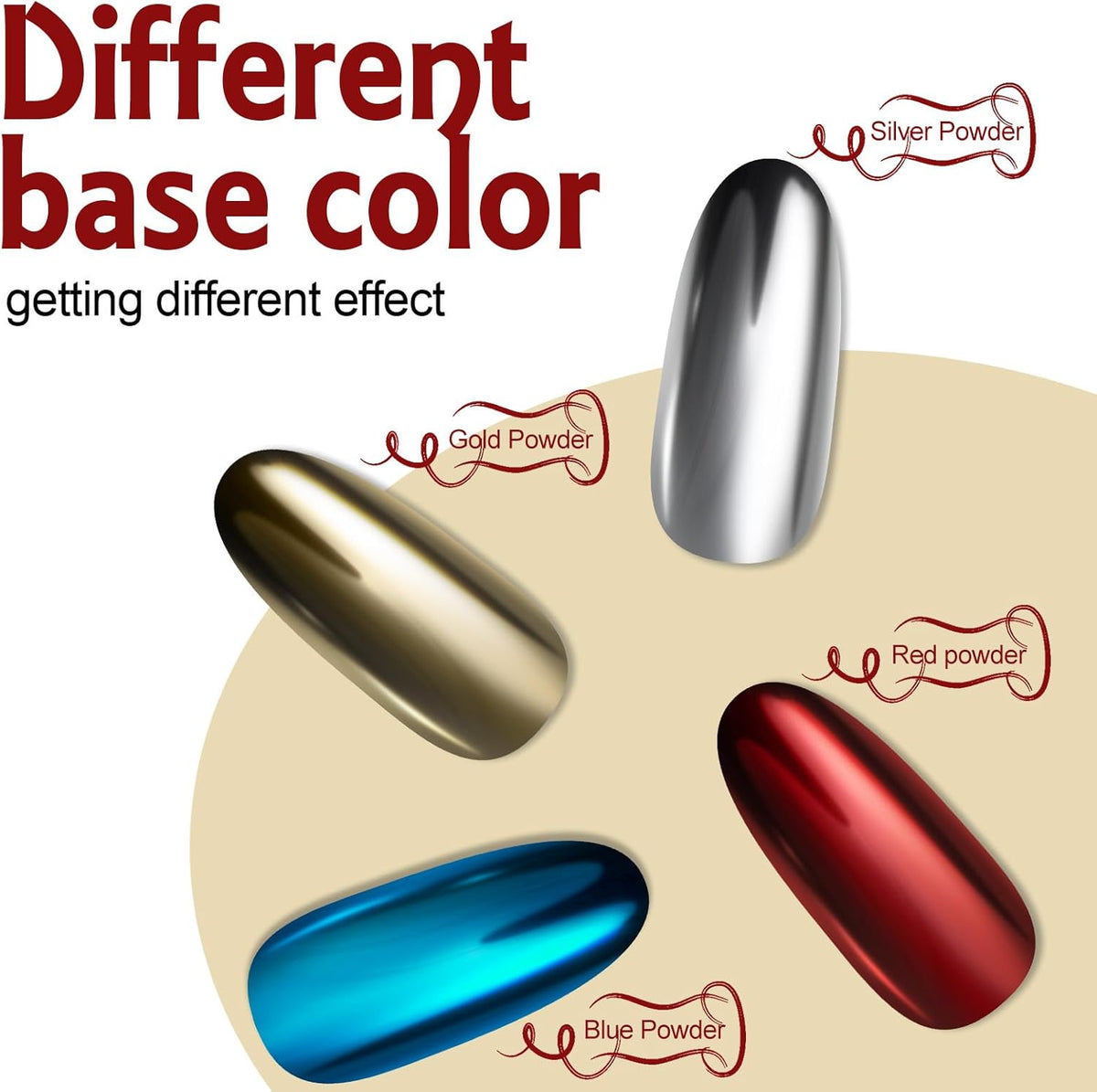 Artdone 16 Colors Chrome Nail Powder, Iridescent Aurora Powder Metallic Mirror Effect Pigment