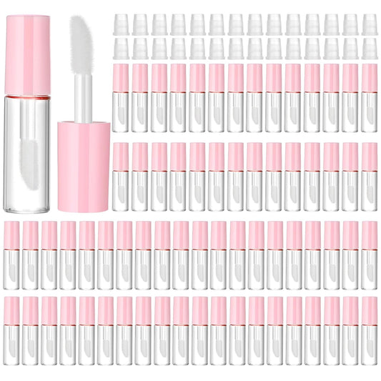 100 Pcs 1.2 ml Mini Lip Gloss Tubes Empty Lipgloss Tubes with Wand Clear Refillable Lip Balm Gloss