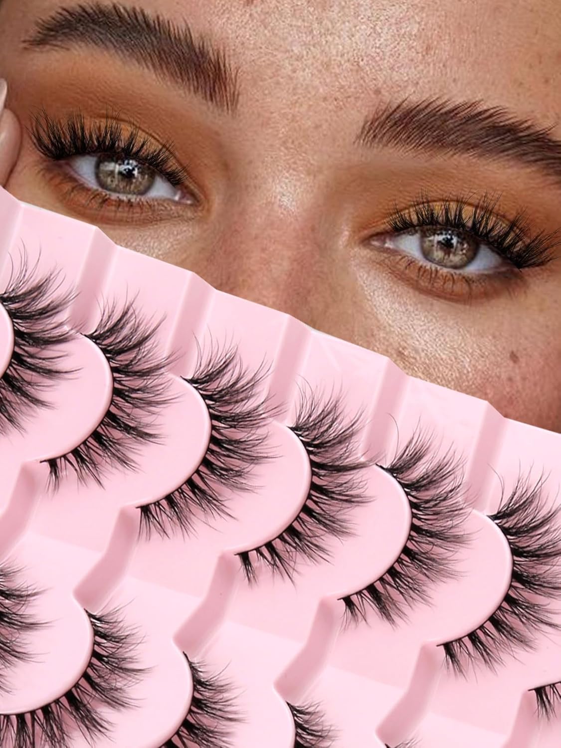 Lashes Natural Cat Eye Lashes Wispy Eyelashes 15mm False Eyelashes Wispy Lashes 3D Volume Strip