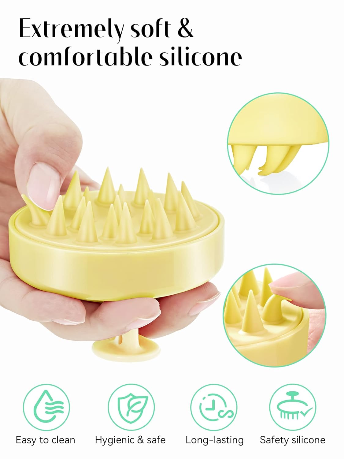 HEETA Scalp Massager with Soft Silicone Bristles - Promotes Hair Growth, Exfoliates Scalp, Removes