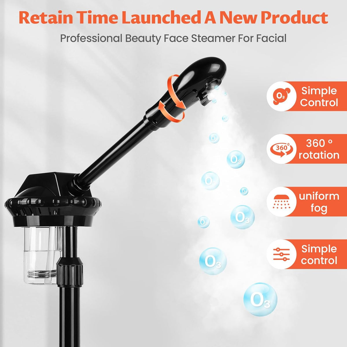 Professional Face Steamer, Adjustable Height and Angle, Facial Steamer Clean Skin Firming Pores and