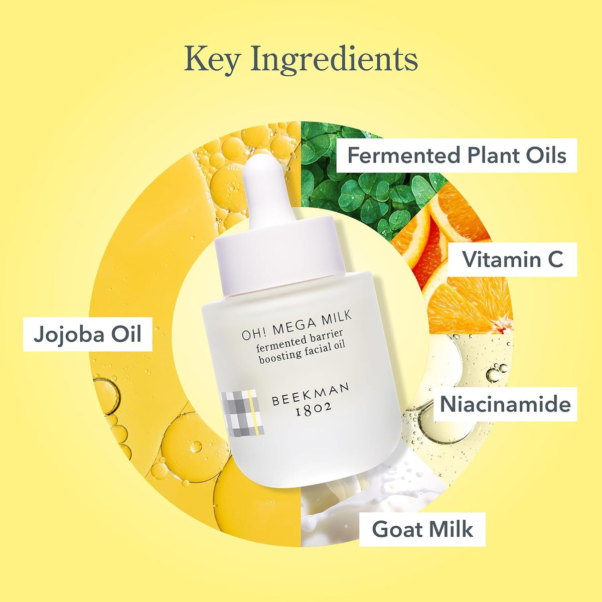 Beekman 1802 Oh Mega Milk Facial Oil - Hydrating Vitamin C & Niacinamide Serum - Repairs Skin