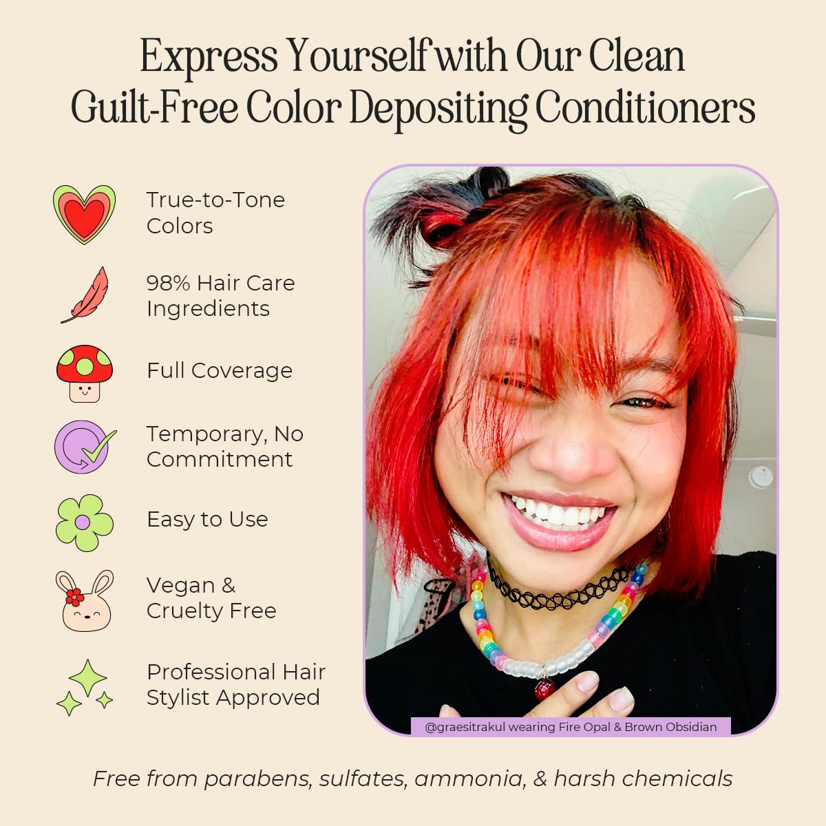 INH Semi Permanent Hair Color | Color Depositing Conditioner | Orange Hair Dye | No Bleach, No
