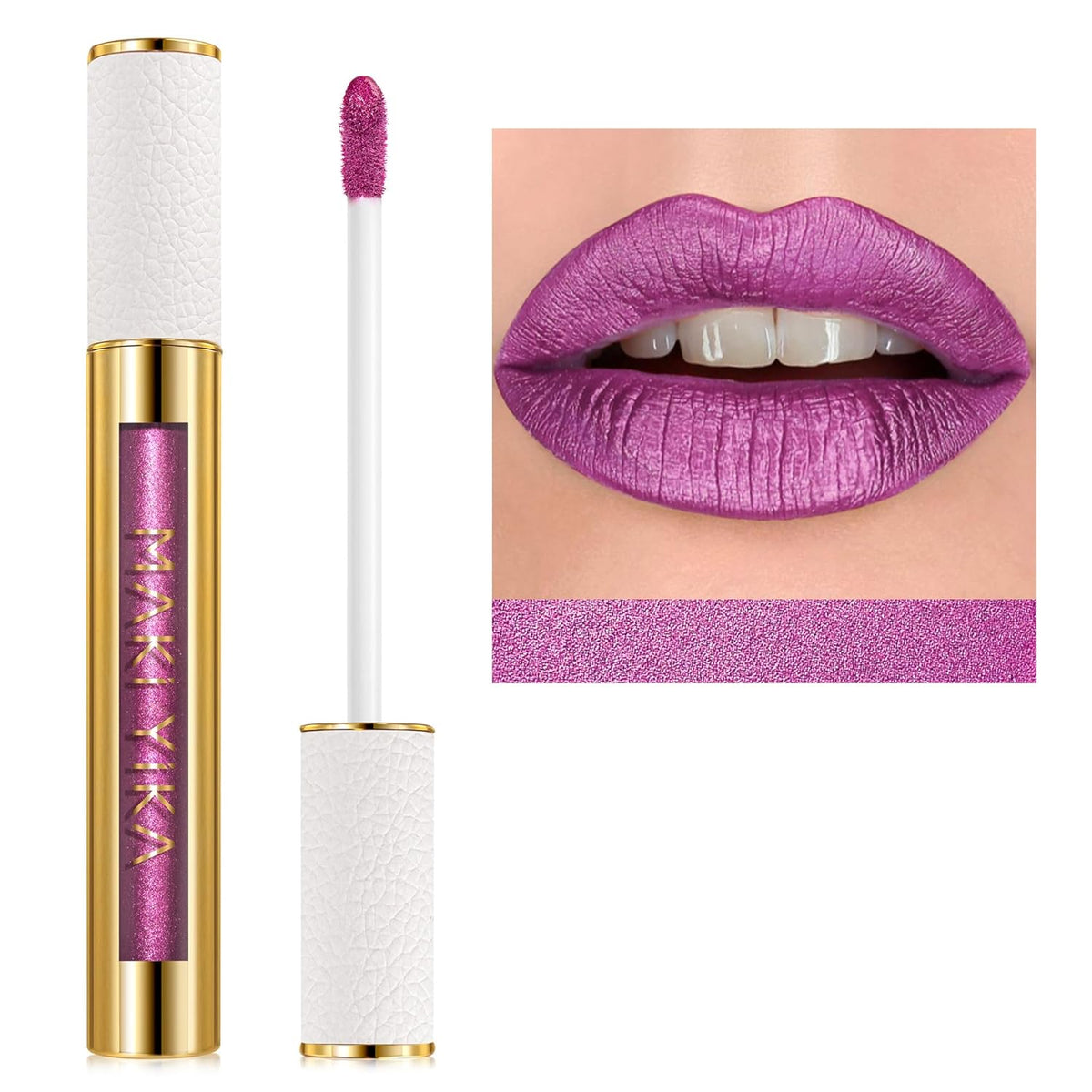 MAKI YIKA Purple Lipstick for Women Metallic Lipsticks Glitter Long Lasting Lipstick No Smudge No