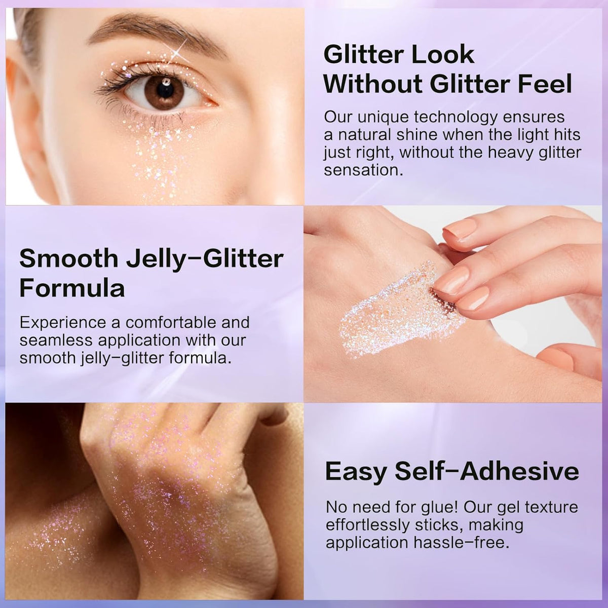 LANGMANNI Holographic Body Glitter Gel for Body, Face, Hair and Lip.Color Changing Glitter Gel