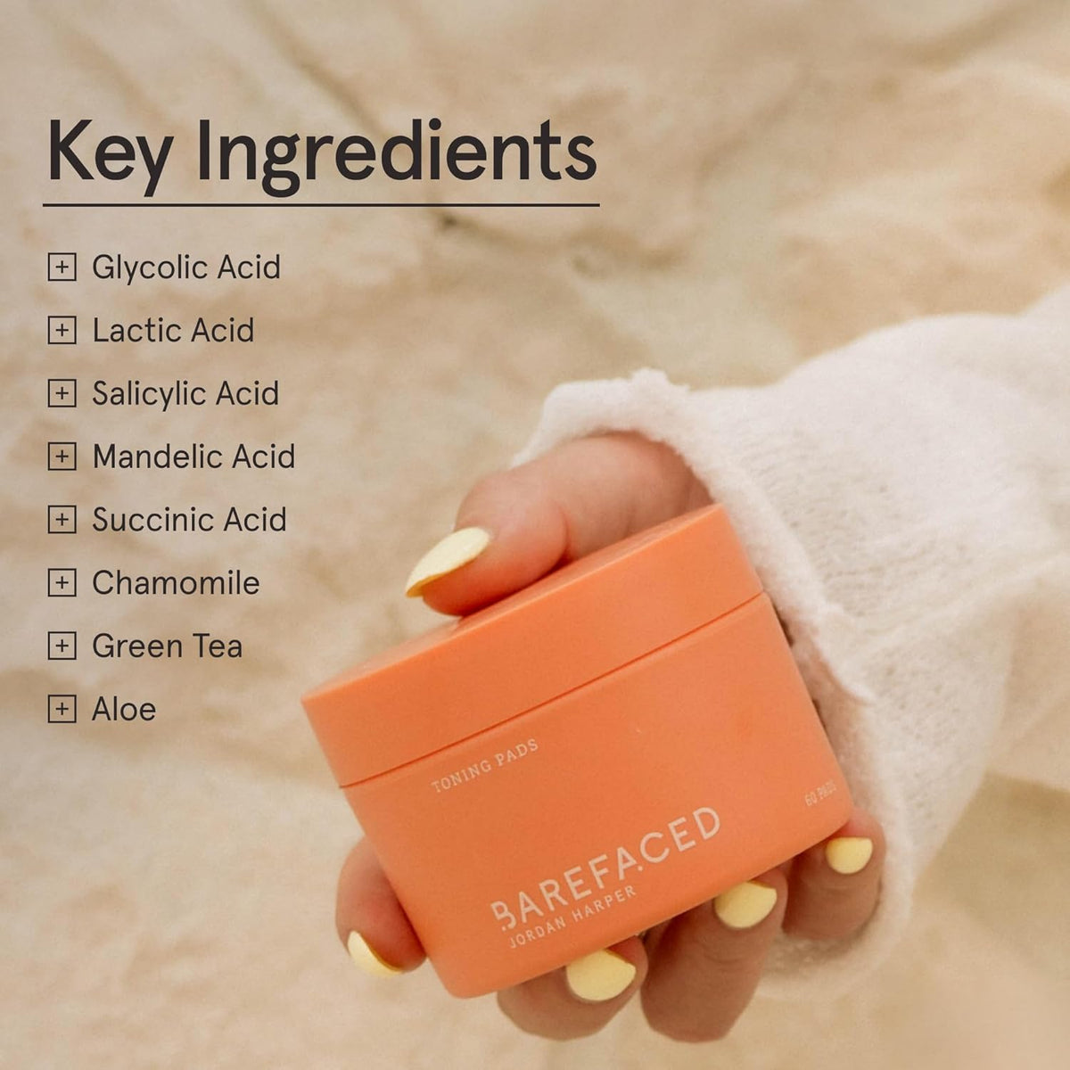 Barefaced Toning Pads (60 count) - Exfoliating Face Pads with 2% Glycolic Acid & Salicylic Acid