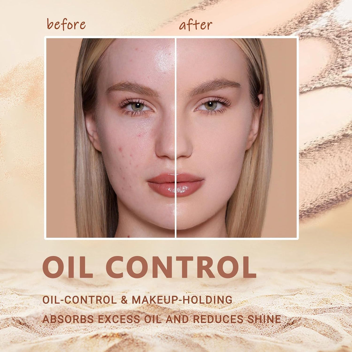 Oil Control Face Pressed Powder,Matte Smooth Flawless Setting Powder Makeup,Waterproof Long Lasting