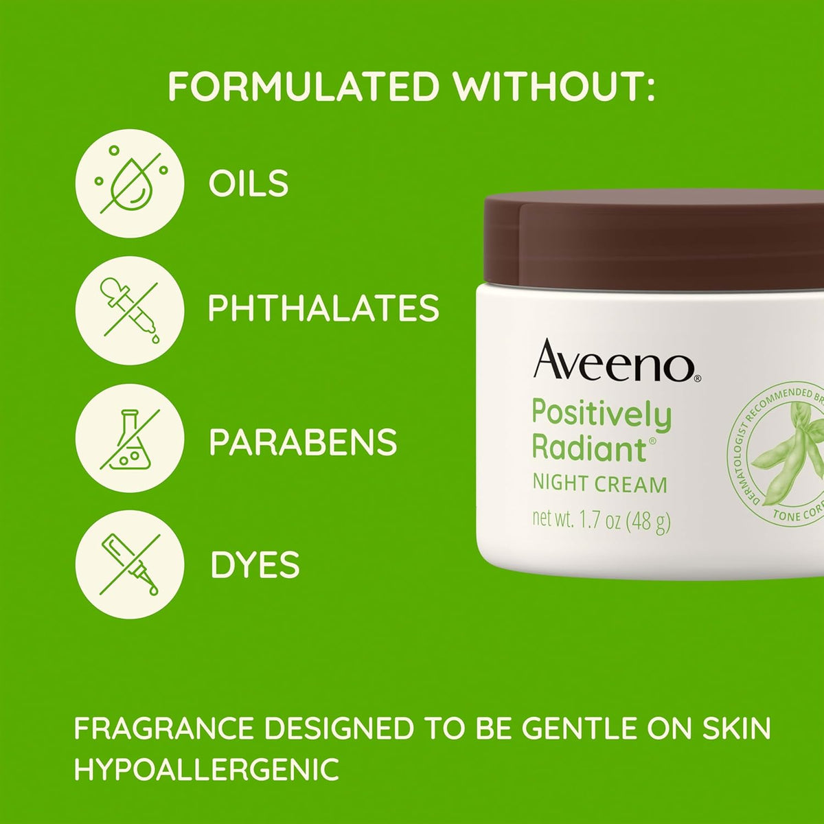 Aveeno Positively Radiant Moisturizing Face & Neck Night Cream with Tone Correcting Soy &